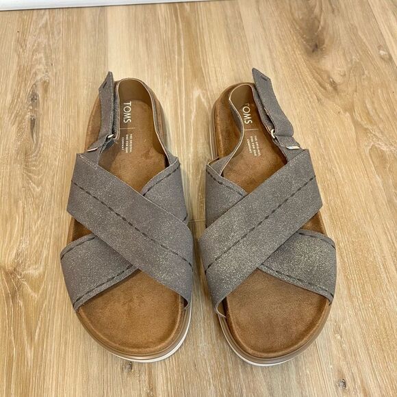 TOMS Marisa Dusty Gold Star Suede Sandal Women’s Size 10 - Picture 3 of 10